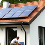 **

A modern German household with smart meters installed, displaying real-time energy consumption data on a tablet. Solar panels on the roof are visible. Show a family optimizing their energy use, perhaps adjusting appliances based on the data, with a focus on saving money and being environmentally conscious. The scene should convey transparency and control over energy consumption in a sustainable way.

**