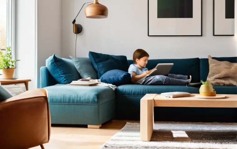 스마트 그리드와 전력 수요 관리의 시너지 - **Prompt:** A cozy and modern living room in a German home during daytime. Sunlight streams through ...