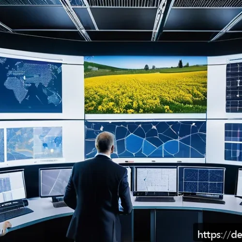 스마트 그리드 기술의 국제 협력 사례 - A futuristic European smart grid control room bustling with international engineers and researchers ...